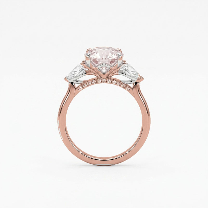 Adele ring in 14K rose gold with a fancy pink oval-cut lab-grown diamond