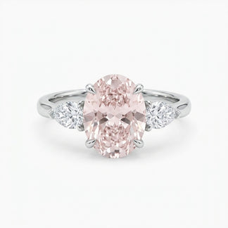 Adele ring in 14K white gold with a fancy pink oval-cut lab-grown diamond