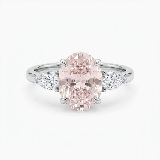 Adele ring in 14K white gold with a fancy pink oval-cut lab-grown diamond