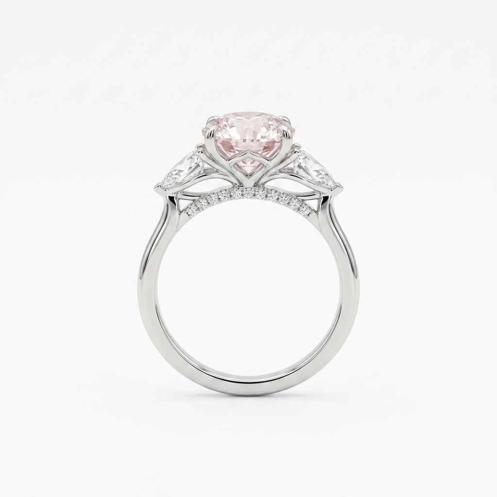 Adele ring in 14K white gold with a fancy pink oval-cut lab-grown diamond