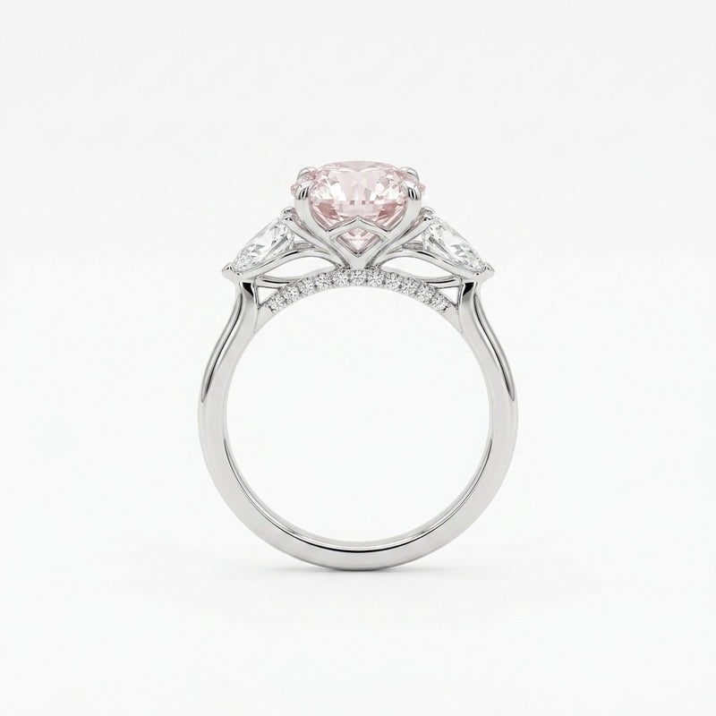 Adele ring in 14K white gold with a fancy pink oval-cut lab-grown diamond