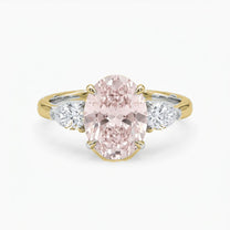 Adele ring in 14K yellow gold with a fancy pink oval-cut lab-grown diamond