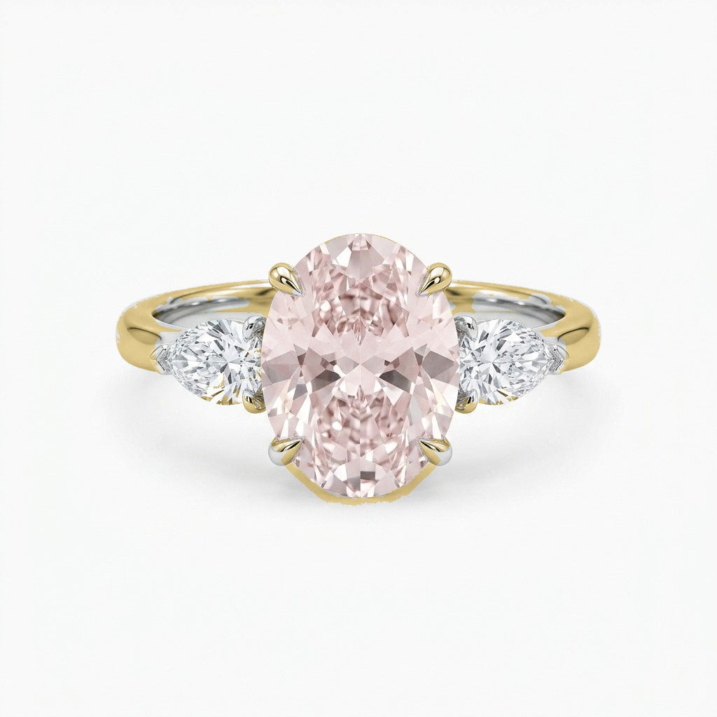 Adele ring in 14K yellow gold with a fancy pink oval-cut lab-grown diamond
