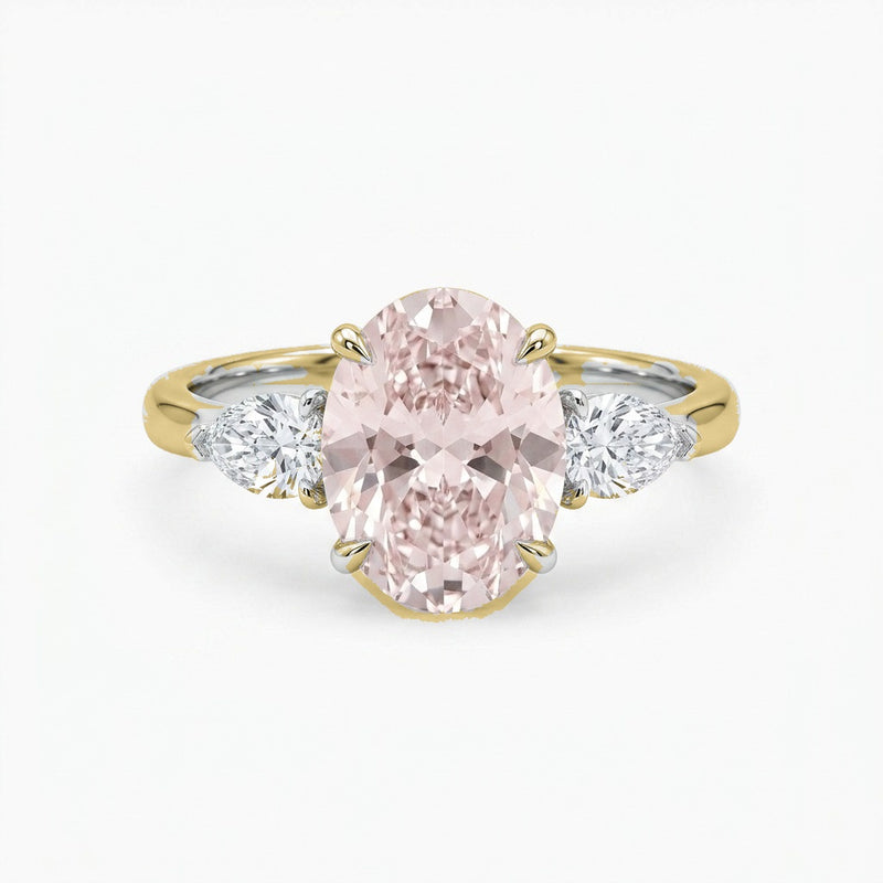 Adele ring in 14K yellow gold with a fancy pink oval-cut lab-grown diamond
