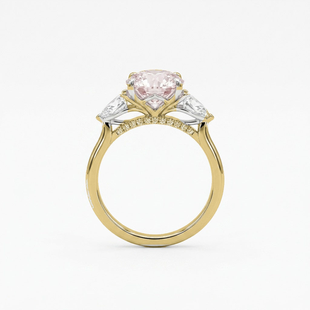Adele ring in 14K yellow gold with a fancy pink oval-cut lab-grown diamond