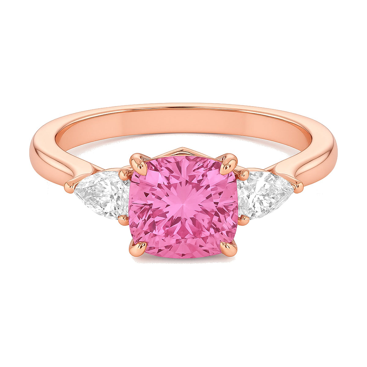 Alessia ring in 14K rose gold with a fancy pink cushion-cut lab-grown diamond