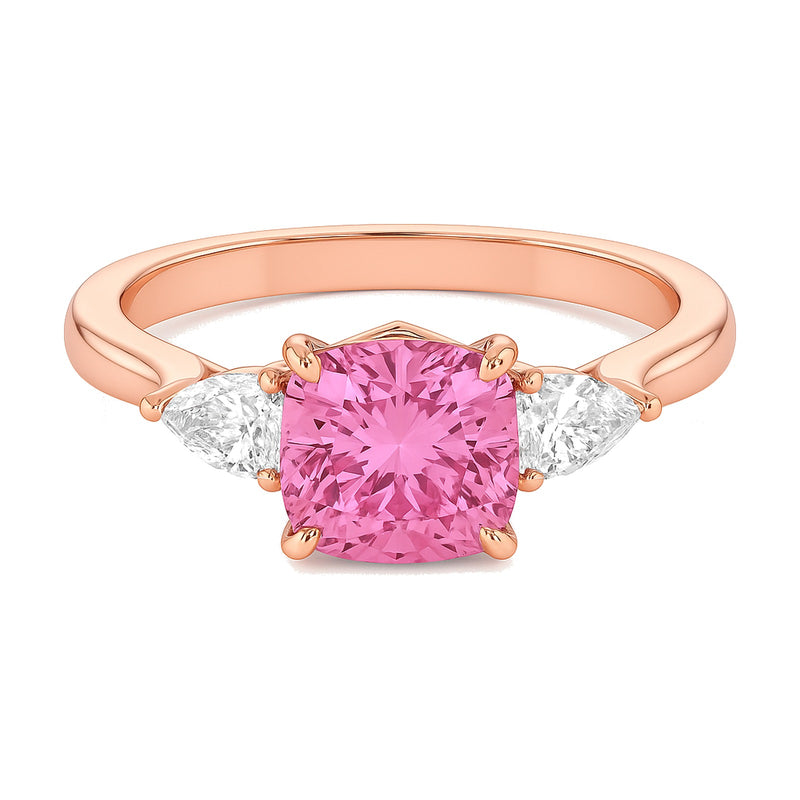 Alessia ring in 14K rose gold with a fancy pink cushion-cut lab-grown diamond