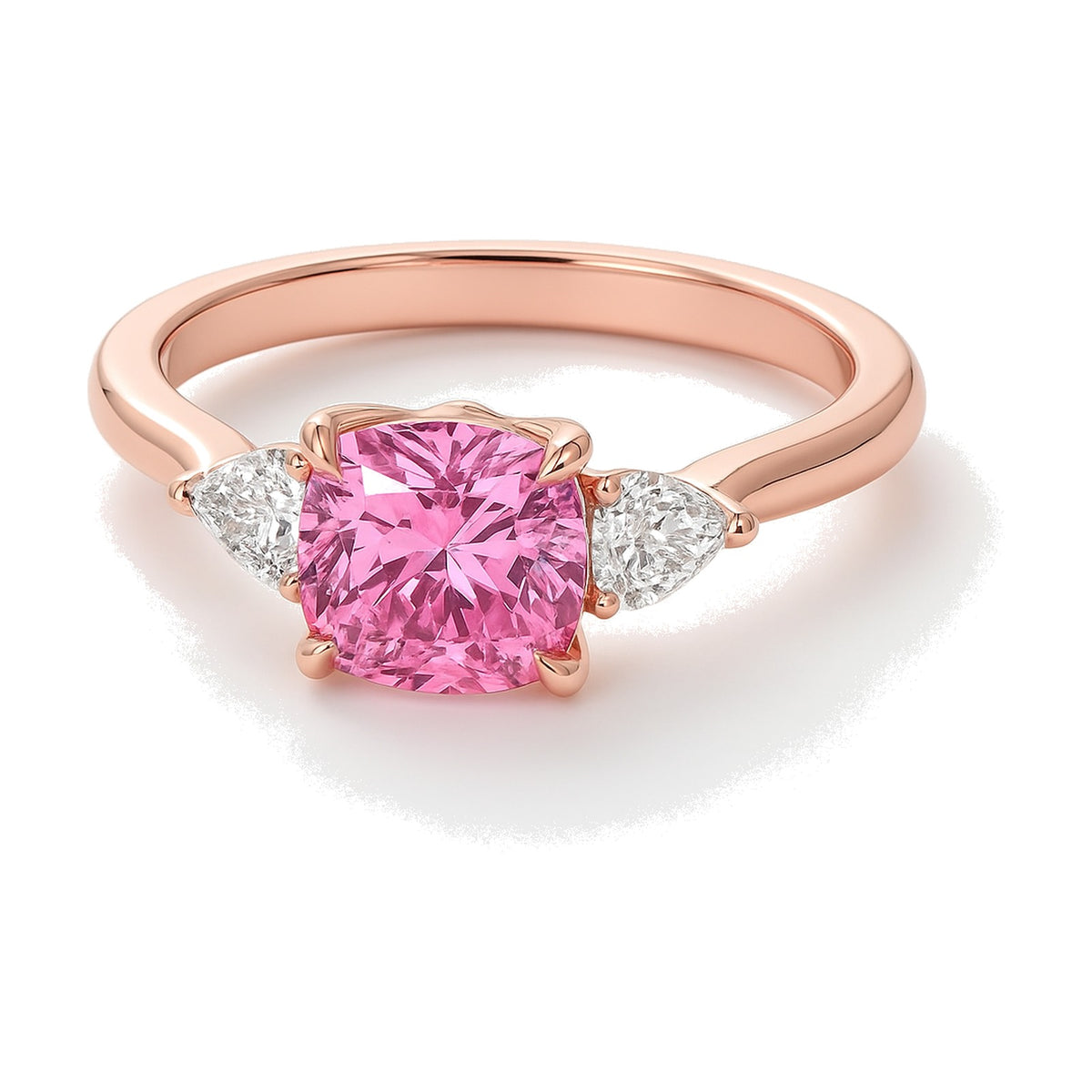 Alessia ring in 14K rose gold with a fancy pink cushion-cut lab-grown diamond