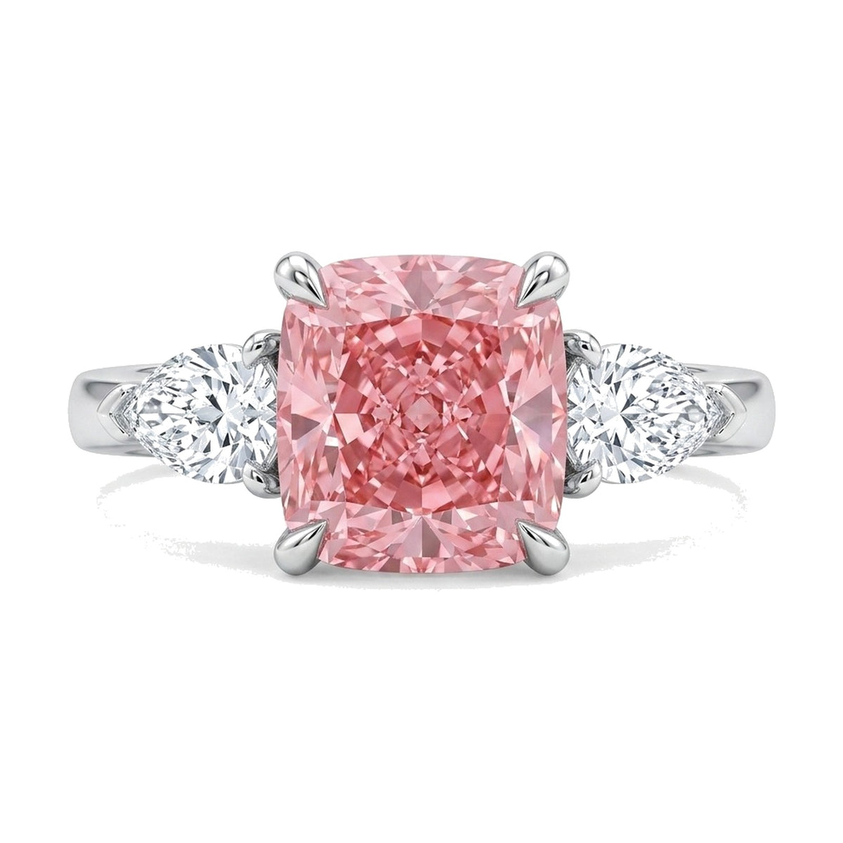 Alessia ring in 14K white gold with a fancy pink cushion-cut lab-grown diamond