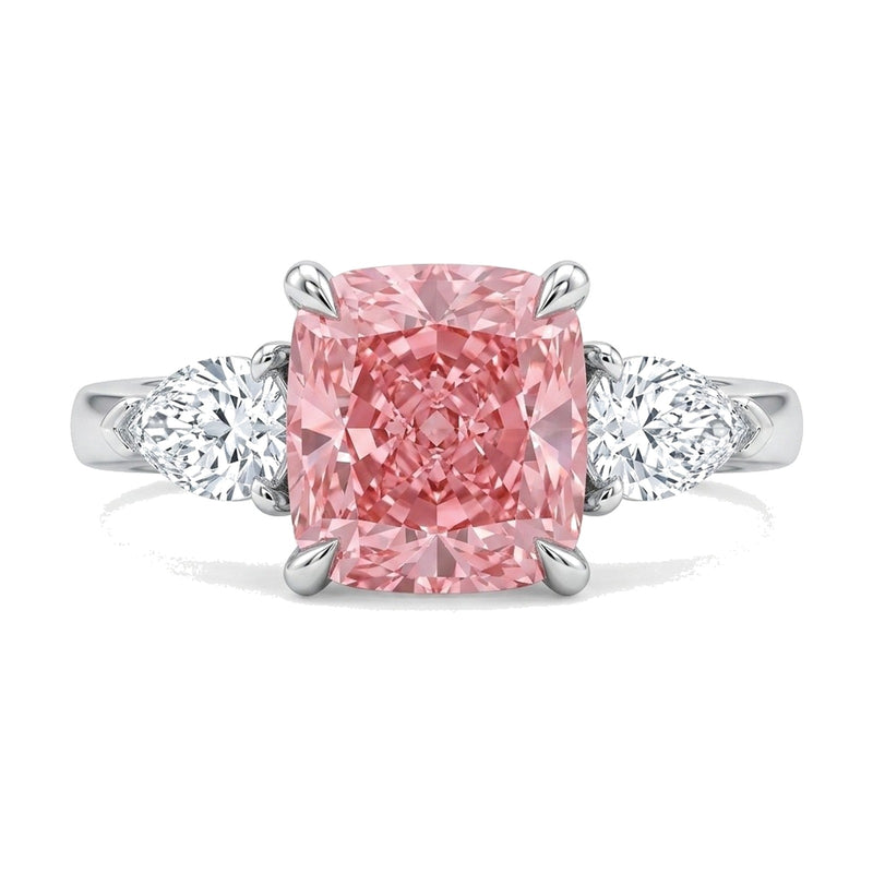 Alessia ring in 14K white gold with a fancy pink cushion-cut lab-grown diamond
