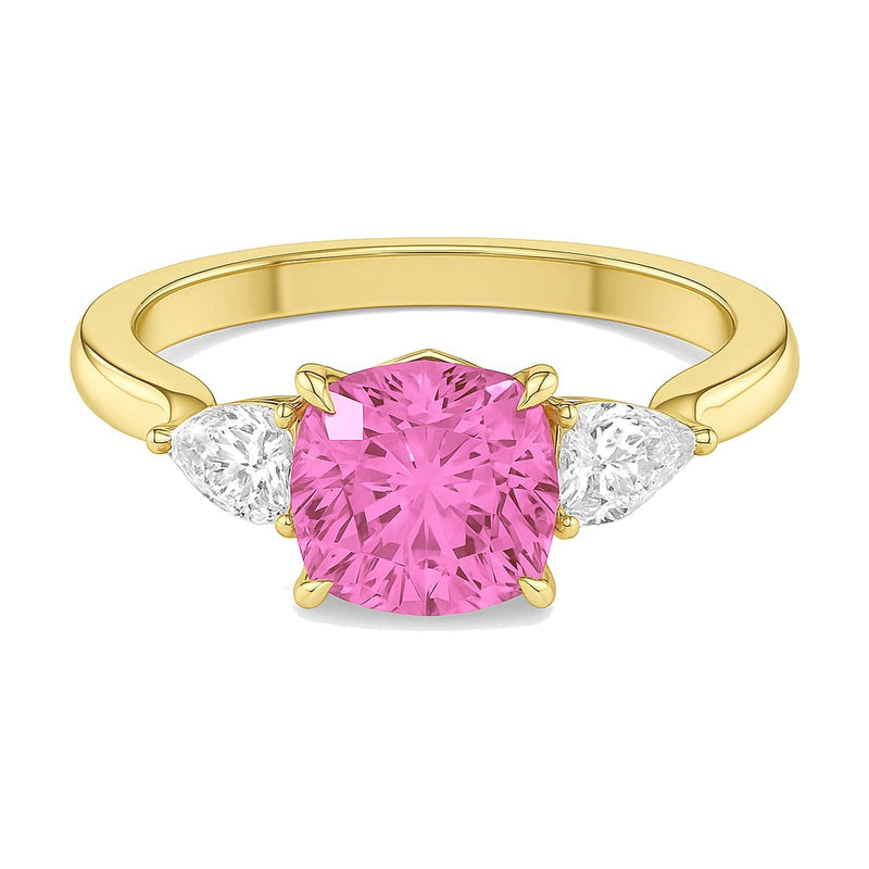 Alessia ring in 14K yellow gold with a fancy pink cushion-cut lab-grown diamond