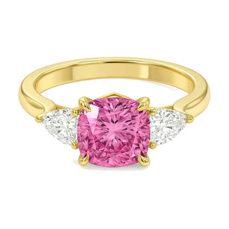 Alessia ring in 14K yellow gold with a fancy pink cushion-cut lab-grown diamond