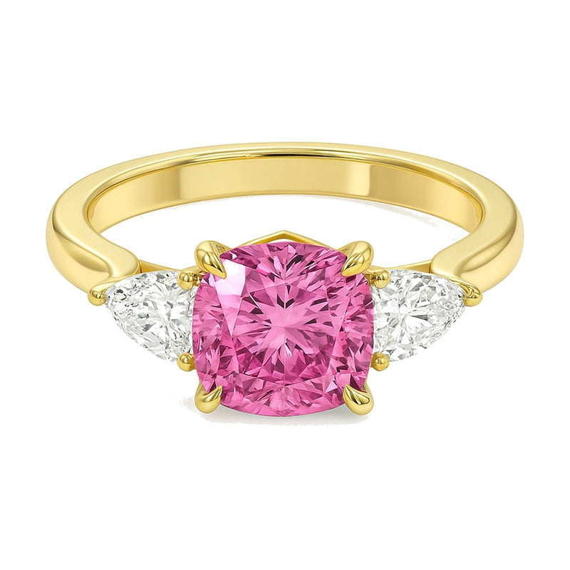 Alessia ring in 14K yellow gold with a fancy pink cushion-cut lab-grown diamond