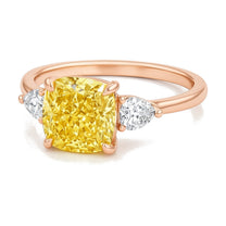 Aline ring in 14K rose gold with a fancy yellow cushion-cut lab-grown diamond