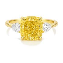 Aline ring in 14K yellow gold with a fancy yellow cushion-cut lab-grown diamond