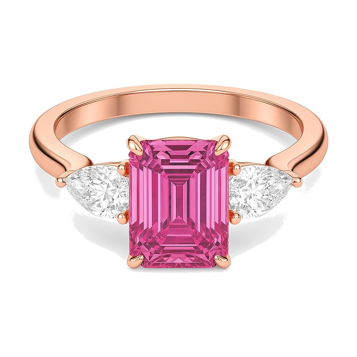 Amelie ring in 14K rose gold with a fancy pink lab-grown diamond