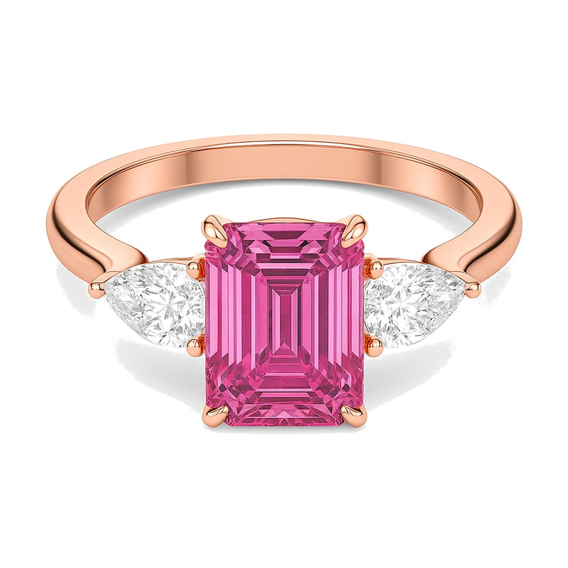 Amelie ring in 14K rose gold with a fancy pink lab-grown diamond