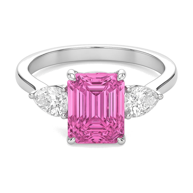 Amelie ring in 14K white gold with a fancy pink lab-grown diamond
