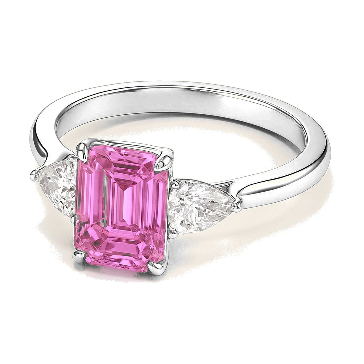Amelie ring in 14K white gold with a fancy pink lab-grown diamond