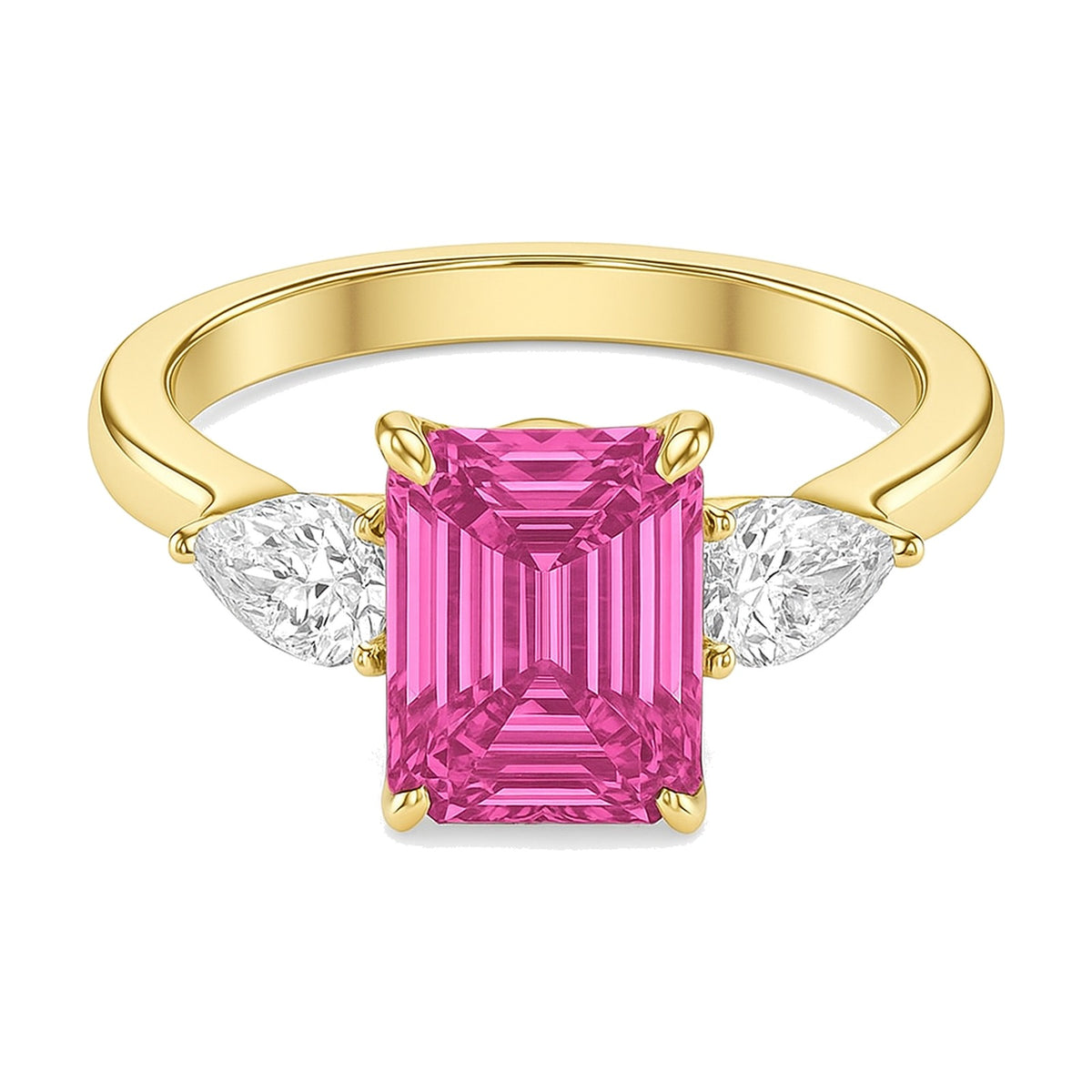 Amelie ring in 14K yellow gold with a fancy pink lab-grown diamond