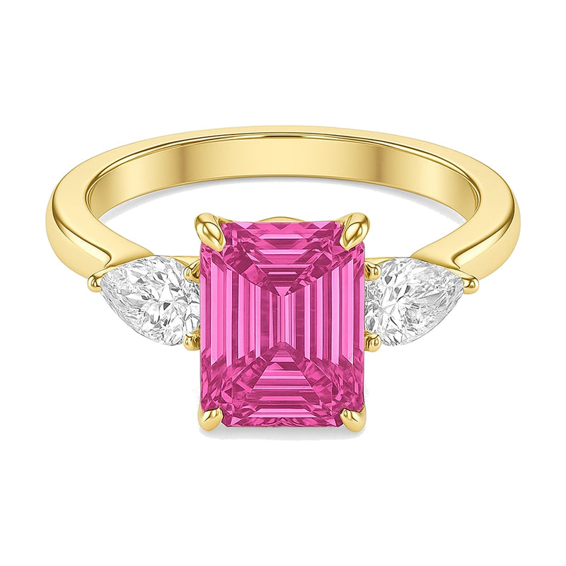 Amelie ring in 14K yellow gold with a fancy pink lab-grown diamond