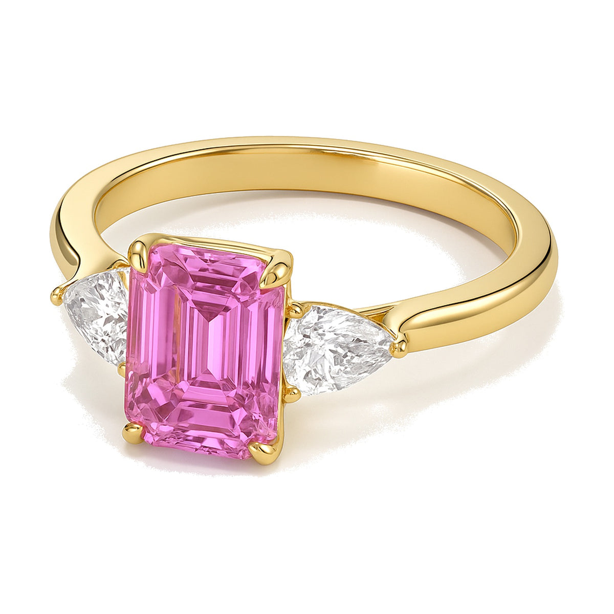 Amelie ring in 14K yellow gold with a fancy pink lab-grown diamond