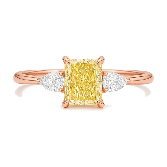 Anouk ring in 14K rose gold with a fancy yellow lab-grown diamond