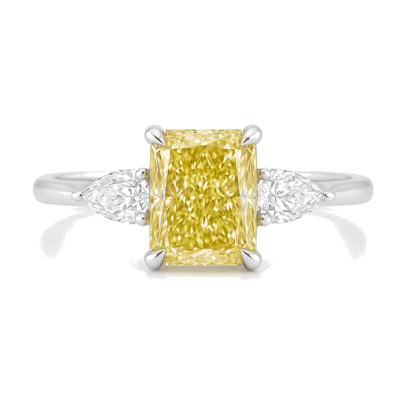 Anouk ring in 14K white gold with a fancy yellow lab-grown diamond