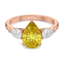 Ariane ring in 14K rose gold with a fancy yellow pear-cut lab-grown diamond