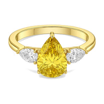 Ariane ring in 14K yellow gold with a fancy yellow pear-cut lab-grown diamond