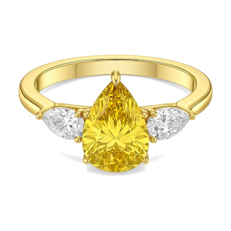 Ariane ring in 14K yellow gold with a fancy yellow pear-cut lab-grown diamond