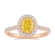 Aurelie ring in 14K rose gold with a fancy yellow oval-cut lab-grown diamond