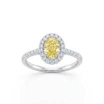 Aurelie ring in 14K white gold with a fancy yellow oval-cut lab-grown diamond