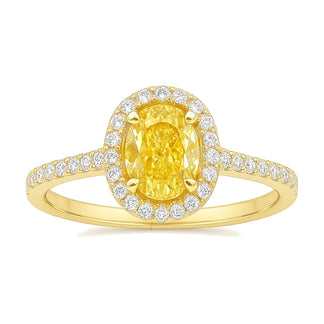 Aurelie ring in 14K yellow gold with a fancy yellow oval-cut lab-grown diamond