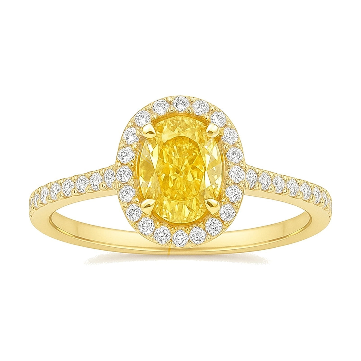 Aurelie ring in 14K yellow gold with a fancy yellow oval-cut lab-grown diamond
