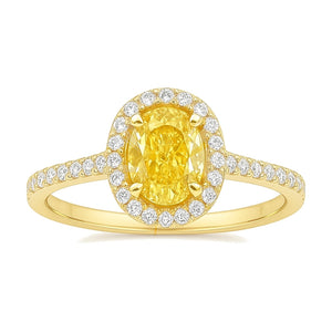 Aurelie ring in 14K yellow gold with a fancy yellow oval-cut lab-grown diamond