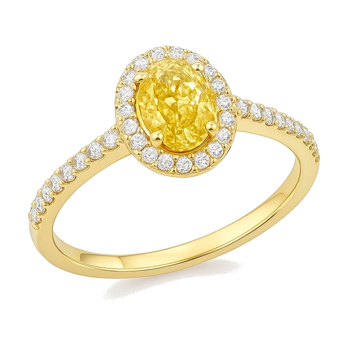 Aurelie ring in 14K yellow gold with a fancy yellow oval-cut lab-grown diamond