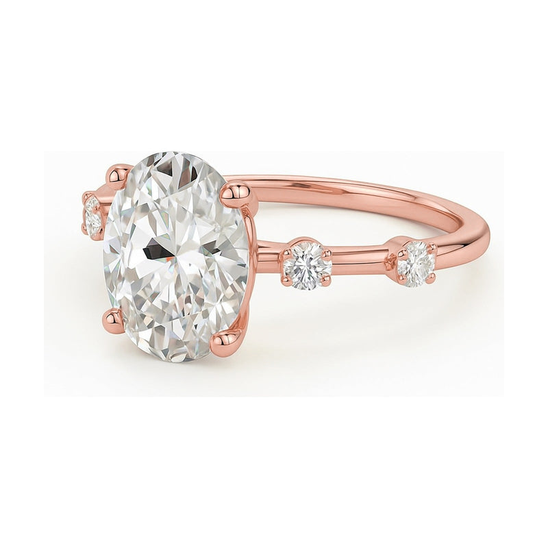 Bianca-Rose ring in 14K rose gold with an oval-cut lab-grown diamond