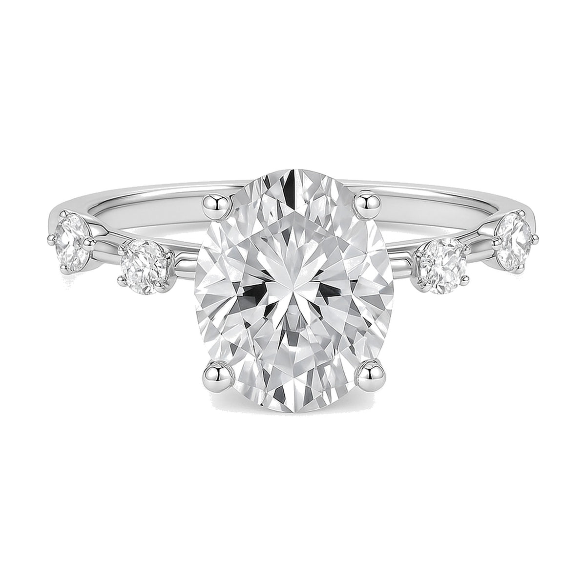Bianca-Rose ring in 14K white gold with an oval-cut lab-grown diamond