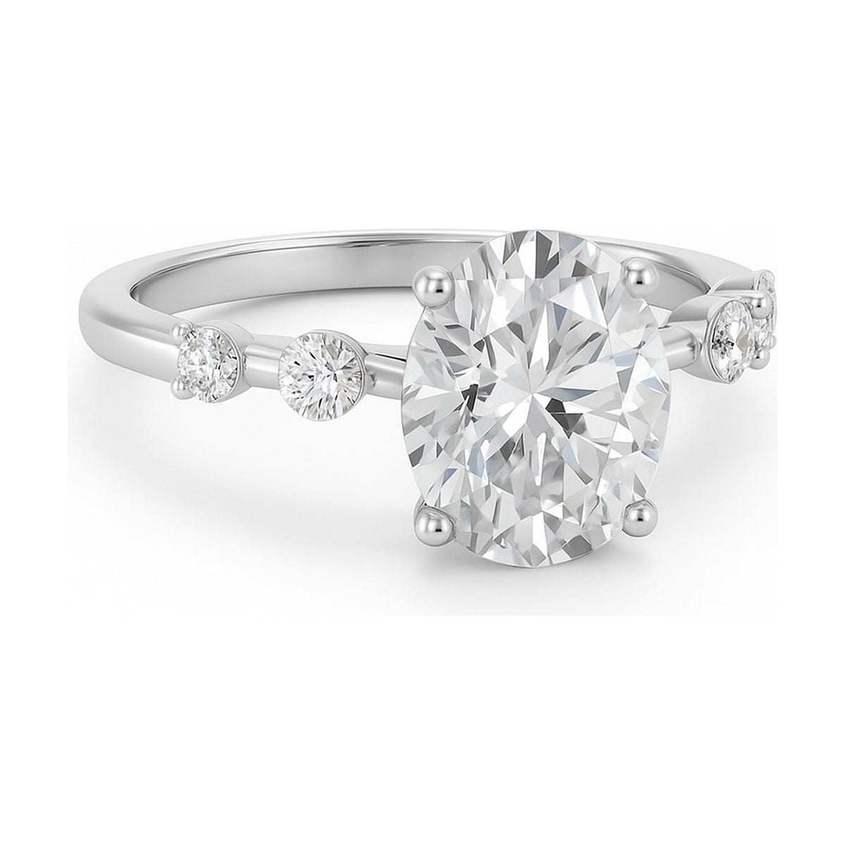 Bianca-Rose ring in 14K white gold with an oval-cut lab-grown diamond
