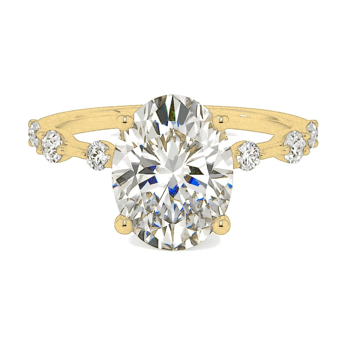 Bianca-Rose ring in 14K yellow gold with an oval-cut lab-grown diamond
