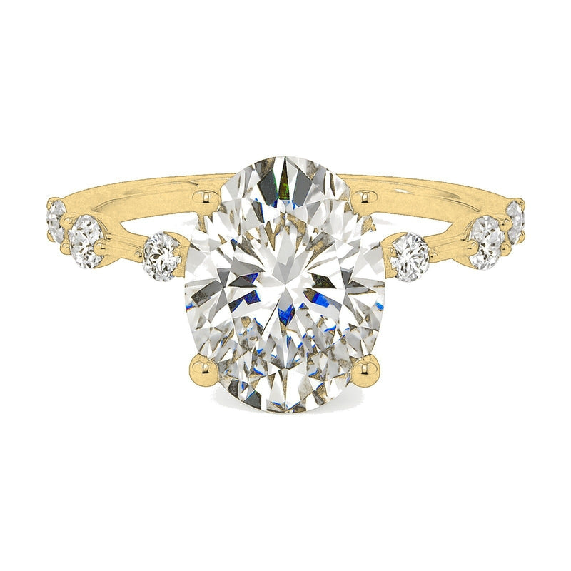 Bianca-Rose ring in 14K yellow gold with an oval-cut lab-grown diamond