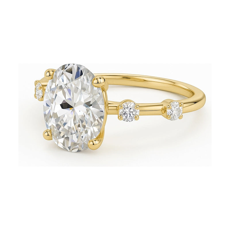 Bianca-Rose ring in 14K yellow gold with an oval-cut lab-grown diamond