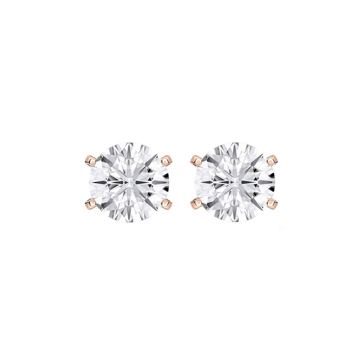 Blanche earrings in 14K rose gold with a round-cut lab-grown diamond