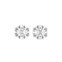 Carla earrings in 14K rose gold with a round-cut lab-grown diamond