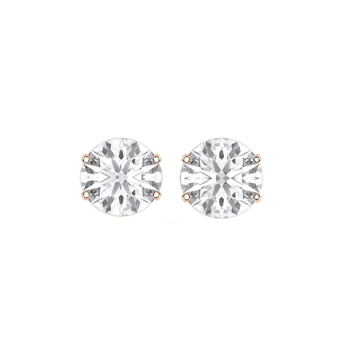 Carla earrings in 14K rose gold with a round-cut lab-grown diamond