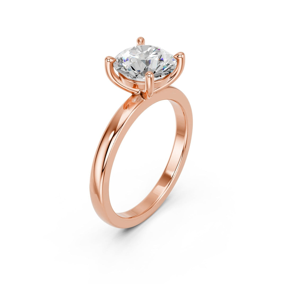 Celia ring in 14K rose gold with a round-cut lab-grown diamond