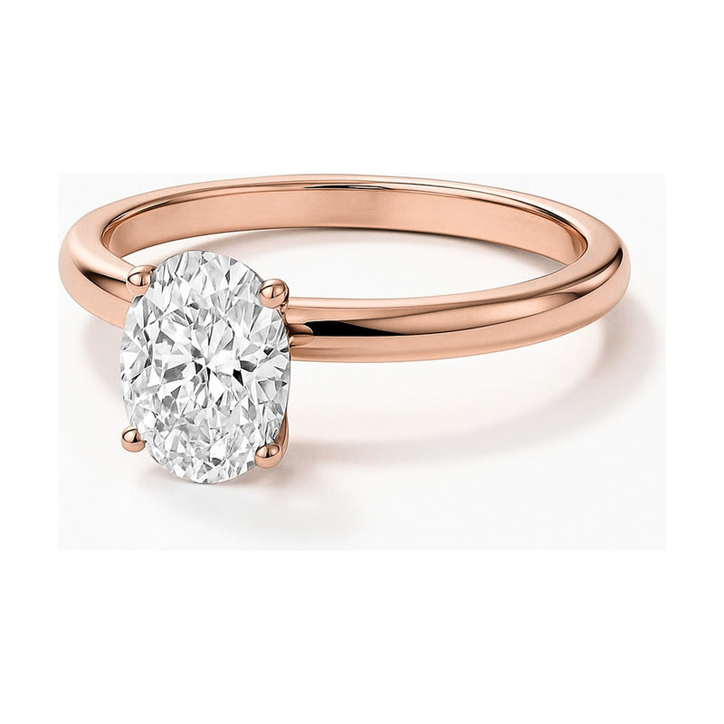 Clarisse ring in 14K rose gold with an oval-cut lab-grown diamond