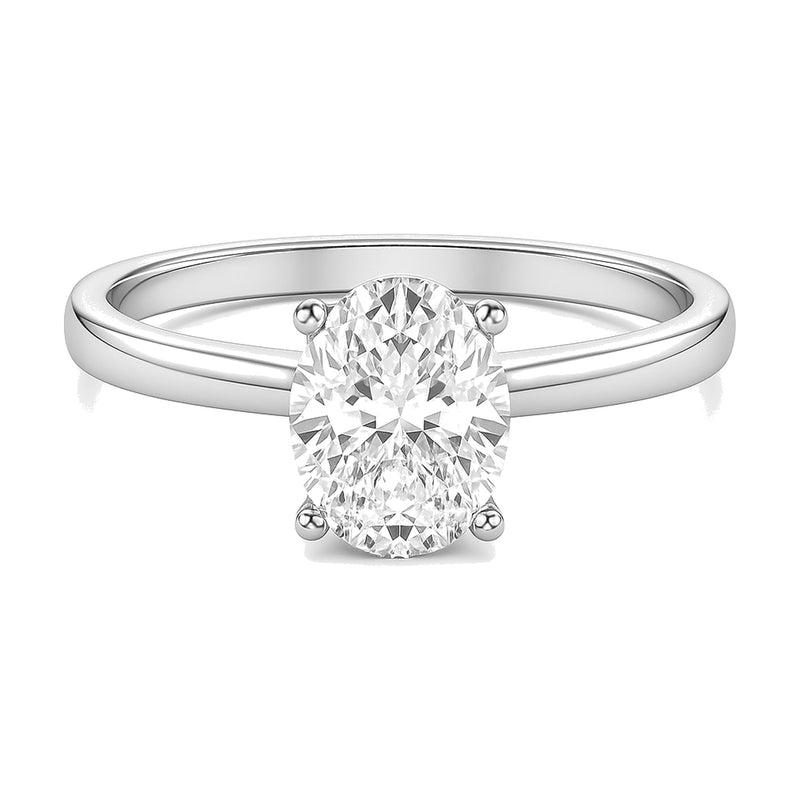 Clarisse ring in 14K white gold with an oval-cut lab-grown diamond