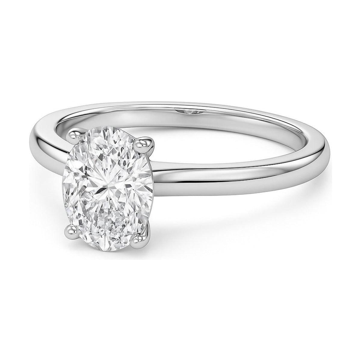 Clarisse ring in 14K white gold with an oval-cut lab-grown diamond